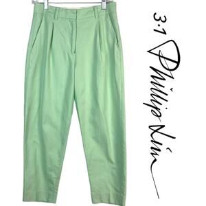 3.1 Phillip Lim Aqua Silk Blend Cropped Trousers Size 2